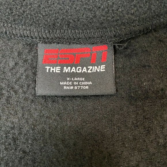 ESPN The Magazine Fleece Pullover Jacket XL Men Black 1/4 Zip Mock Neck - Picture 6 of 7